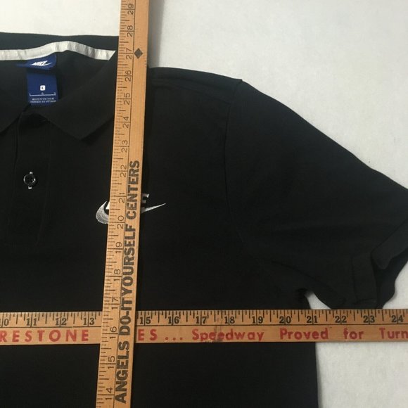 #HH Nike Polo Shirt Dri Fit Mens Large Black Short Sleeve Collared Button - Picture 4 of 7